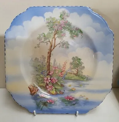 Lawrence & Grundy Falcon Ware Landscape Plate C1920-38 Made In England 21cm 5041 • $36