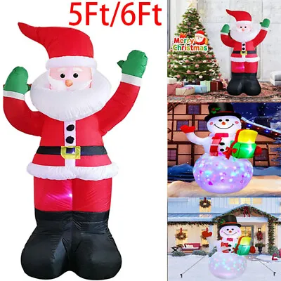 6FT Christmas Inflatable Decorations LED Santa Snowman Light Outdoor Yard Decor • $28.99
