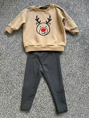 Next Baby Boy Christmas Jumper & Legging Set Size 9-12 Months • £4.50