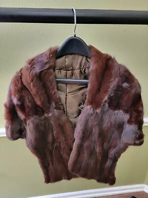 Vintage Mink Stole Wrap Shall Tan Brown Real Fur Shawl Cape • $120