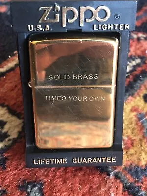 Scarce Solid Brass Vintage Zippo (times Your Own--dont Get Seen) Un-used Cased • £54