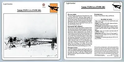 Voisin Type LA (Type III) - Light Bomber - Warplanes Collectors Club Card • $1.23