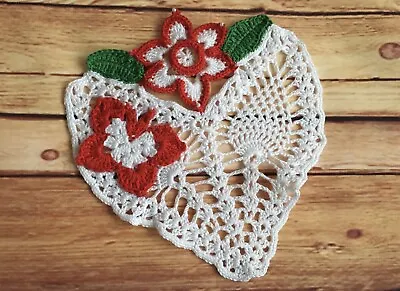 New Hand Crochet Mother's Day Heart Daffodil Butterfly Appliques Coaster/Doily • $18.65