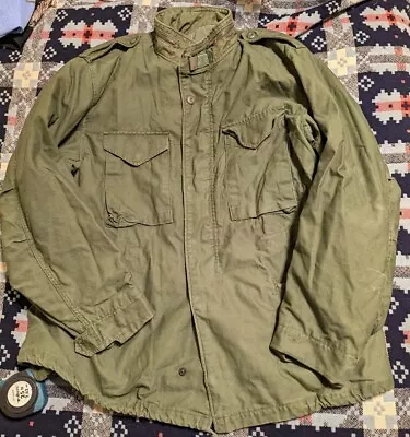 Vintage M65 Field Jacket Adult XL Green USGI Cold Weather 70s Zip Pocket Hooded • $99.88