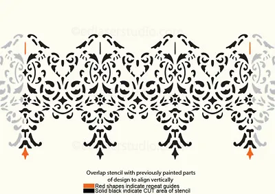 Border Stencil Lace Reusable Pattern Shabby Wedding Cake Wall Furniture LA47 • £5.99