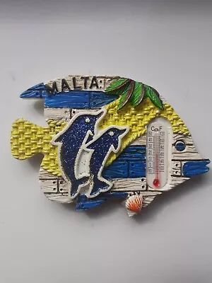 Malta Fridge Magnet White Fish Shaped Magnet Souvenir Multicoloured Fish • £5