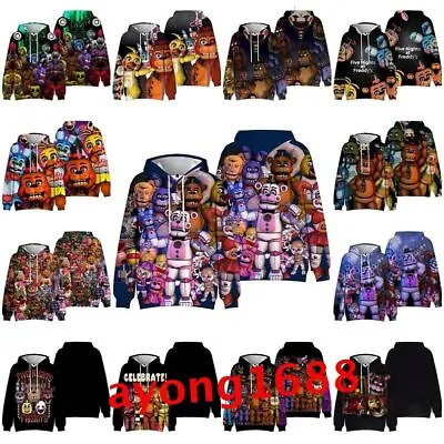 Five Nights At Freddy's FNAF Hoodies Sweatshirt Pullover Jumper Tops Coat Jacket • £13.19