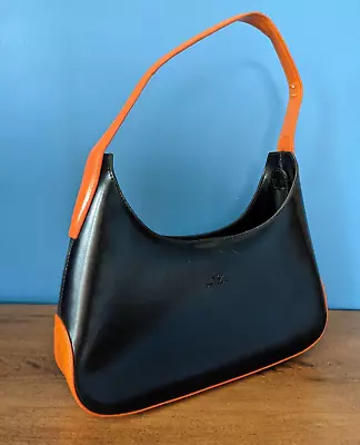 DANIELA MODA Vera Pelle Black & Orange Leather Handbag Purse • $19.99