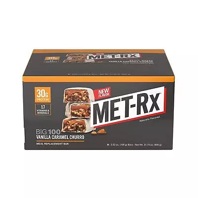 Met-Rx Big 100 Protein Bar Vanilla Caramel Churro 9 Count • $37.82