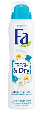 Fa Fresh & Dry Lotus Flower Scent Antiperspirant Spray 150ml New • $7.52