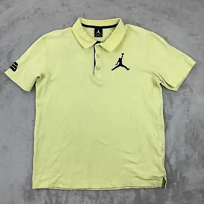 Nike Air Jordan Polo Shirt Men Yellow Large Jumpman Logo Cotton Golf 23 SS • $35.09