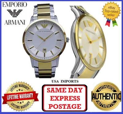 Emporio Armani AR2449 Classic Renato Silver And Gold Mens Wrist Watch • $249.99