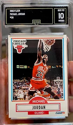 1990 Fleer MICHAEL JORDAN Card Dunking Iconic 10 GEM MINT Chicago BULLS #28 • $49.99