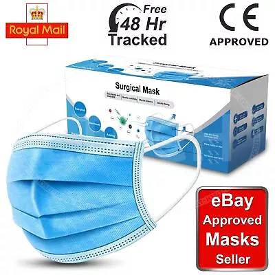 Disposable Face Mask Non Surgical 3 Ply Face Masks Cover Protection Box Packs • £35.99