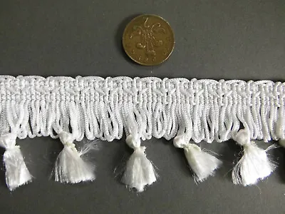 White Tassel Chainette Fringe Trim Braid 55 Mm Edging Home Decor Dress Craft • £3.09