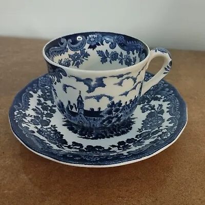 Vintage Royal Worcester Palissy Blue 'Avon Scenes 1790' Tea Cup & Saucer Set • £7.95