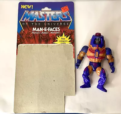 MOTU Vintage Man E Faces 1983 Masters Of The Universe Action Figure W/ Cardback • $14