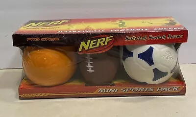 NEW NERF Mini Sports Pack Football Basketball Soccer Ball 2003 Sealed • $14.99