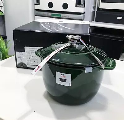 STAUB Enameled Cast Iron La Cocotte De Gohan M 16cm Basil Green JAPAN NEW RARE • $254.98