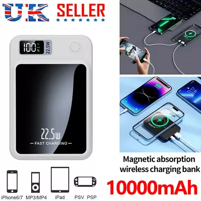 Wireless Power Bank 10000mAh Magsafe Battery Pack Portable Charger IPhone 14 13 • £12.99