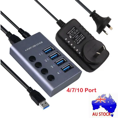 $35.82 • Buy AU 4/7/10 Port USB 3.0 HUB Powered +High Speed Splitter Extender Power Supply
