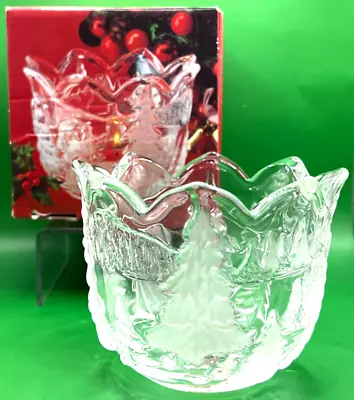 Mikasa  Our Christmas Tree  Candle Votive Holder  Clear & Frosted Trees Germany • $6.37