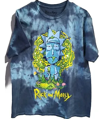 Rick And Morty Time Travel Portal Graphic T Shirt Blue Tie Dye Unisex/Men Med • $24.19