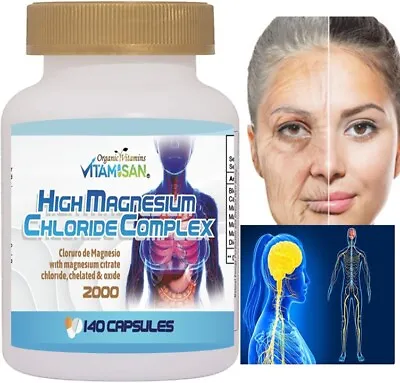 HIGH Cloruro De Magnesium Magnesium Chloride High Absorption 140 Caps & OXIDE • $13