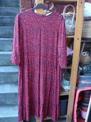 Zara Red Leopard Print Maxi / Smock Dress Size M • £5