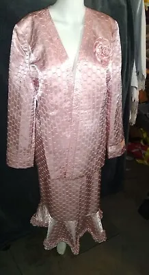Moshita Couture Suit Skirt Jacket Pink Size 16 BEAUTIFUL ROSE PATTERN  • $45