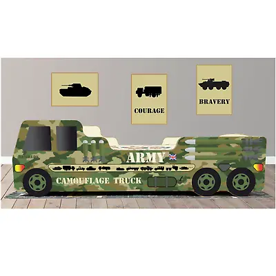 Military Camouflage Toddler Bed With Luxury Mattress 80x160 Cm 31.5 X63  UK Made • £190