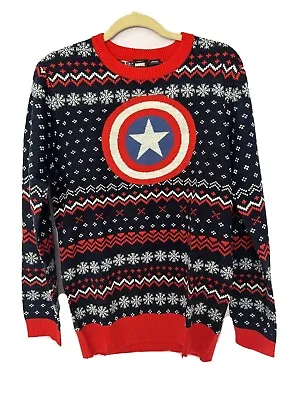 $34.95 • Buy Marvel Captain America Ugly Christmas Sweater Mens Size 2X Navy New