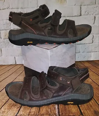 Hi-Tec Sierra Canyon Pass Vibram Brown Leather Men's Sandals Size 11 • $16.58