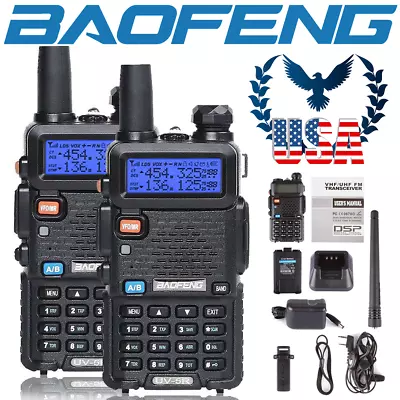 US 2x Baofeng UV-5R Dual-Band V/UHF FM Transceiver Ham Two-way Radio Scanner • $38.99