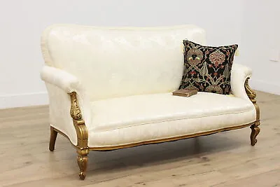 Louis XV French Design Vintage Gold Brocade Settee Loveseat #47743 • $1275