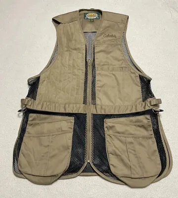 Cabelas Shooting Vest Men's Large Beige Mesh Game Bag Sleeveless Hunting Outdoor • $25