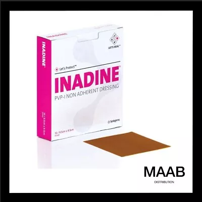 Inadine Iodine Non-Adherent Dressings 9.5cm X 9.5cm (Box Of 10) • £6.49