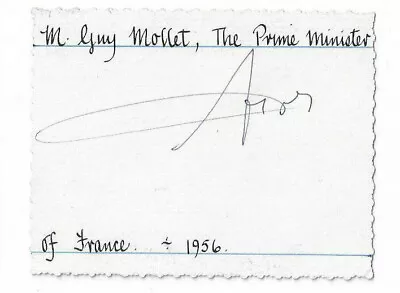 Guy Mollet Prime Minister Of France 1956-57 Signed Card / Autographed • $22.99