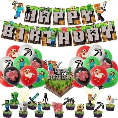 TNT Balloon Minecraft Party Decoration Cake Topper Pixel Birthday Party Supplies • $9.99