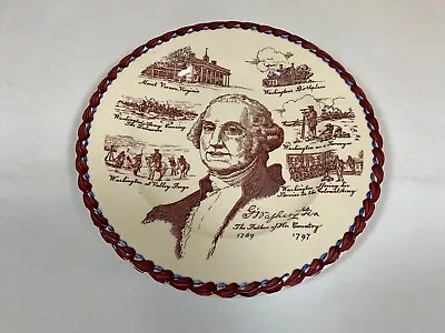 George Washington Vernon Kilns Plate - Red White - Vintage Transfer Ware • $10.95