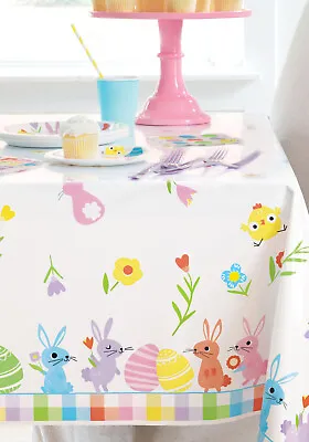 Easter Bunny Rabbit Eggs Pastel Table Cover Cloth Egg Hunt Party Decoration • £3.95