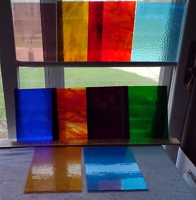 10 Sheets Mostly 10 X8  Transparent Stained Glass Color Mix • $46