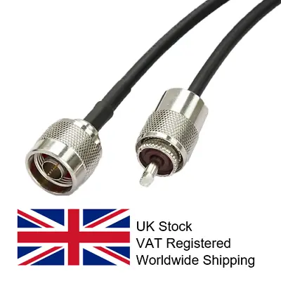 N Type Crimp Plug To UHF Plug (PL259) RG58(Mil) Patch Cable 0.5m To 10m • £22.38