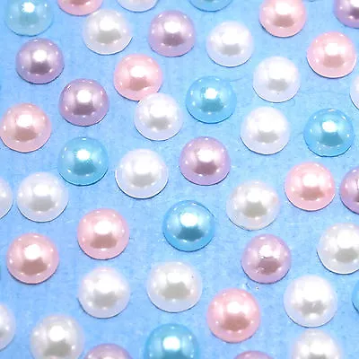 £2.05 • Buy 1000 Half Round Flat Back Pearls Acrylic Gems Craft Embellishments Card Making