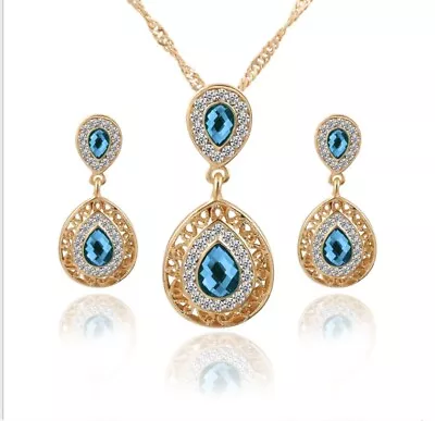 £4.49 • Buy Crystal Bridesmaid Jewellery Bridal Wedding Party Necklace Earrings Drop Set