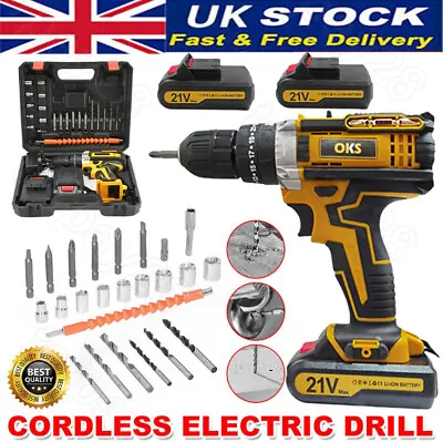 21V Cordless Hammer Drill Set Electric Impact Driver Screwdriver + 2 Battery UK • £24.99