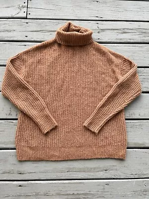 J.Crew Women Extra Small Cashmere Tan/Brown/beige Turtleneck Sweater Boho • $30.59