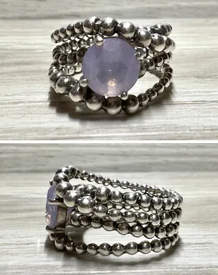 Vintage MICHAEL DAWKINS Sterling Silver Beaded Lavender Moonstone Ring Size 8.5 • $114.75