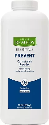 Medline Remedy Essentials Cornstarch Powder Fresh Scent Talc Free 14oz Bottle • $13.99