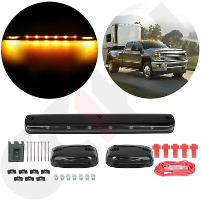 3PC Clear Cab Roof Running Amber LED Lights For 07-14 Chevy Silverado/GMC Sierra • $20.99